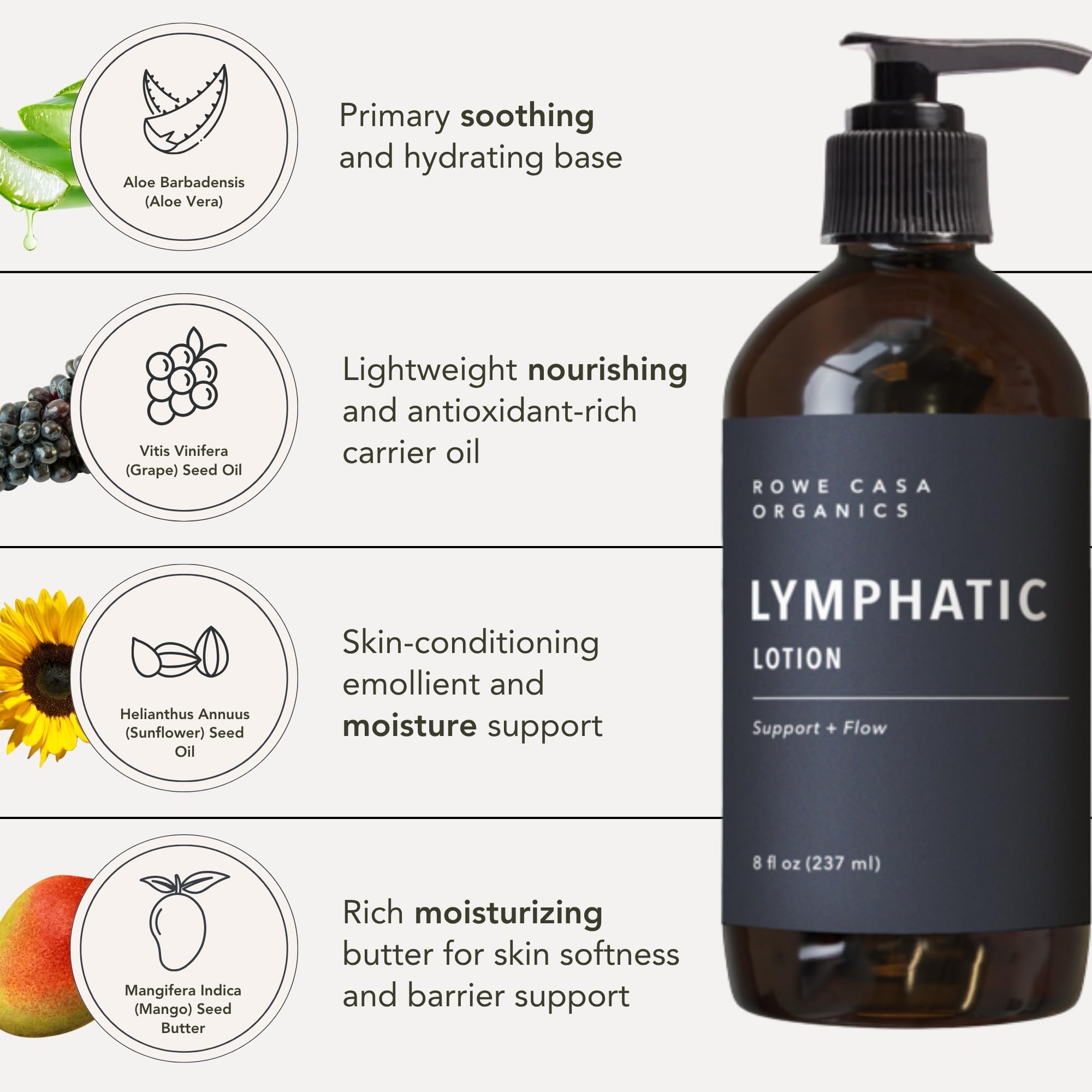 Amazon.com : Rowe Casa Organics Lymphatic Lotion, Gentle Lymphatic